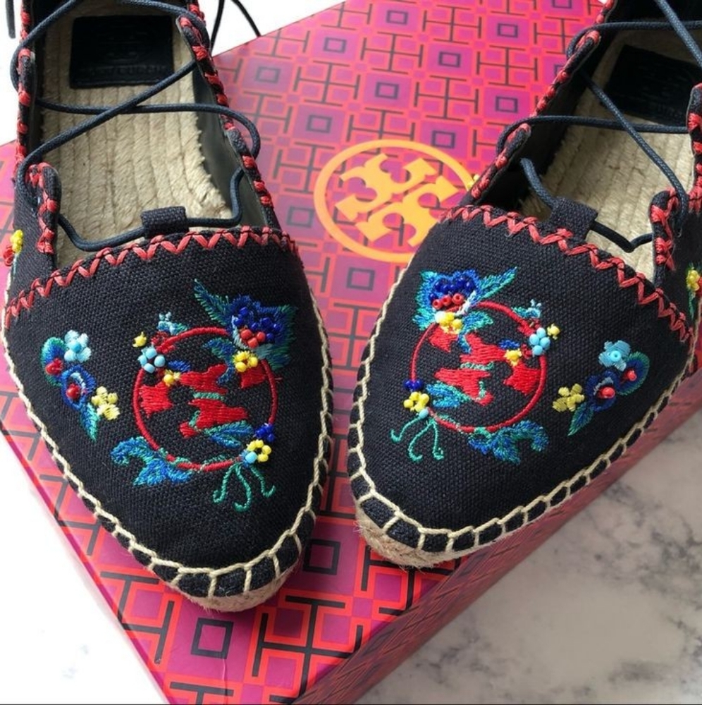 Gorgeous Pair of Embroidered Tory Burch Espadrille